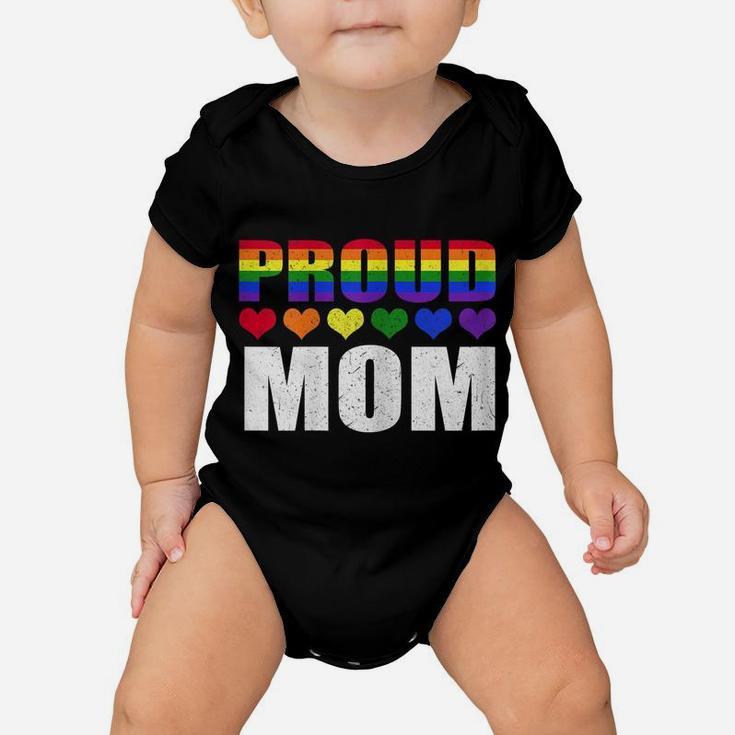 Womens Proud Mom Lgbt-Q Gay Pride Ally Lgbt Parent Rainbow Heart Baby Onesie