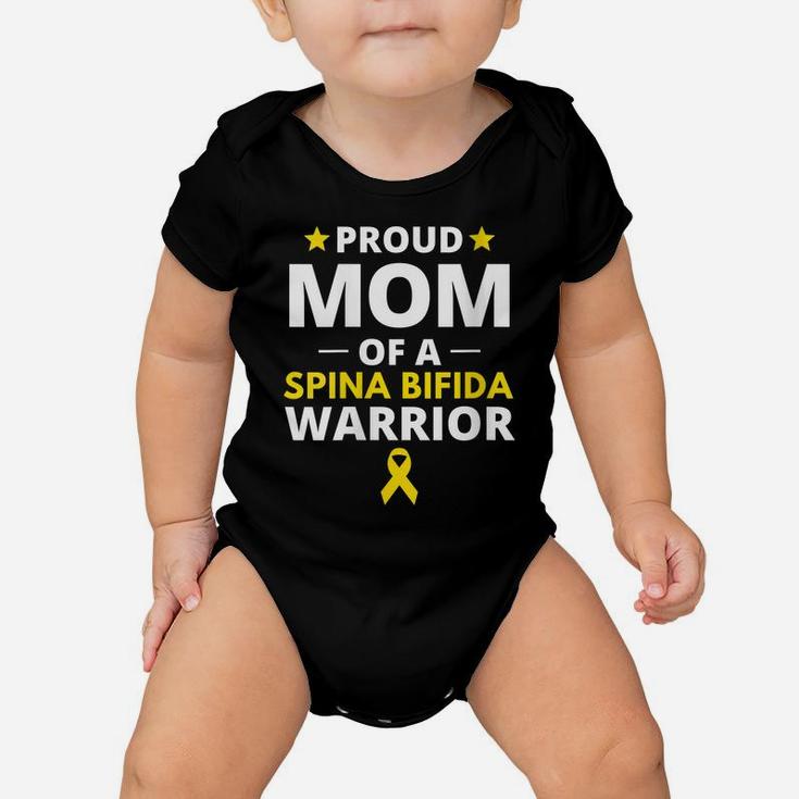 Womens Proud Mom Of A Spina Bifida Warrior Awareness Yellow Ribbon Baby Onesie