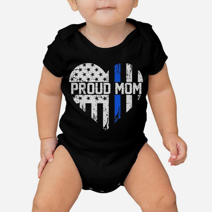 Womens Proud Mom Thin Blue Line Police Support Cop Mom Baby Onesie