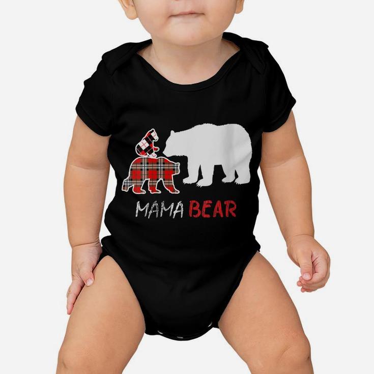 Womens Red Plaid Flannel Bear Mama Proud Mom Family Matching Pajama Baby Onesie