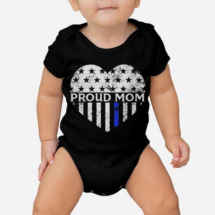 Womens Thin Blue Line Heart Proud Police Mom Pro Law Enforcement Baby Onesie