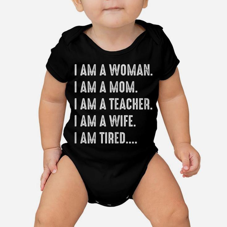Womens Woman Mom Teacher Wife Tired T Shirt Cute Mom Teacher Shirts Baby Onesie