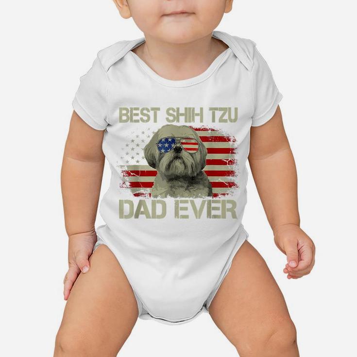 Best Shih Tzu Dad Ever Tshirt Dog Lover American Flag Gift Baby Onesie