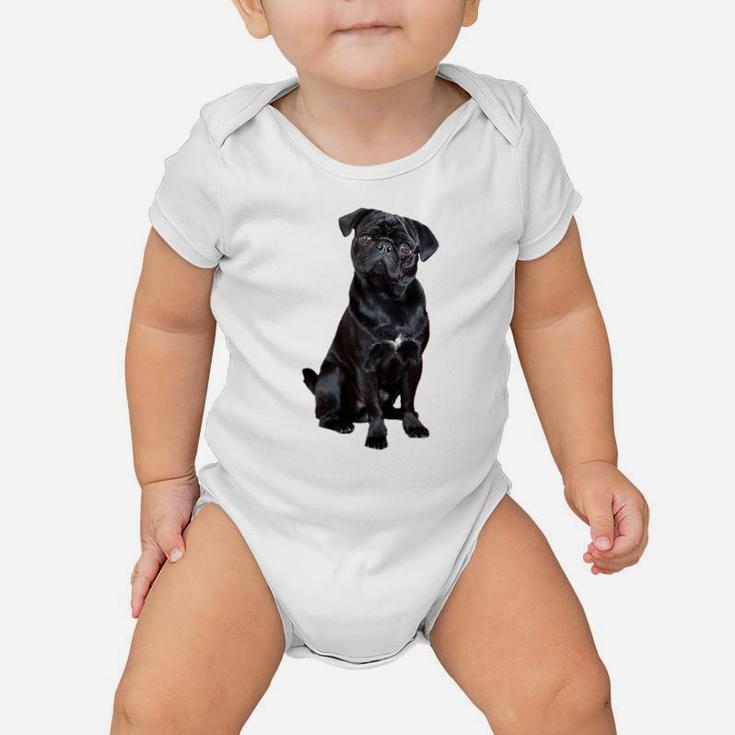 Black Pug Dog For Dog Mom Dad Funny Cute Black Pug Baby Onesie