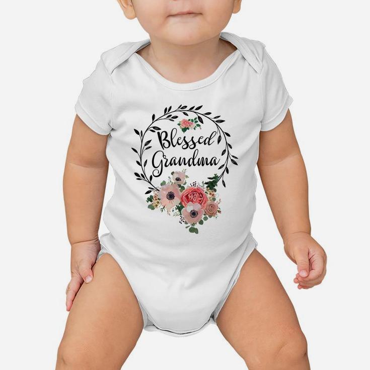 Blessed Grandma Shirt For Women Flower Decor Grandma Baby Onesie