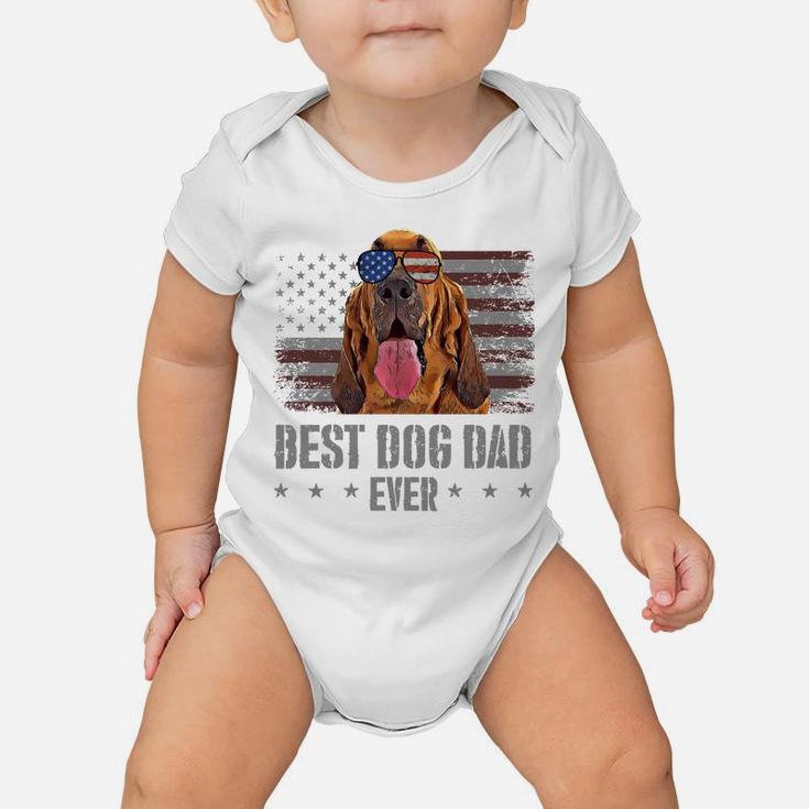 Bloodhound Best Dog Dad Ever Retro Usa American Flag Baby Onesie