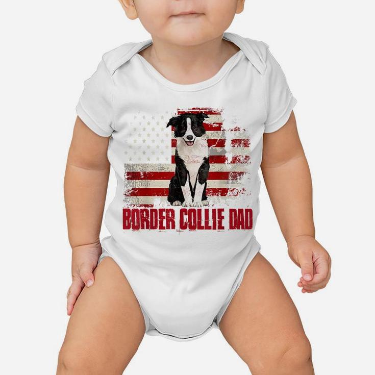Border Collie Dad American Flag 4Th Of July Dog Lovers Baby Onesie