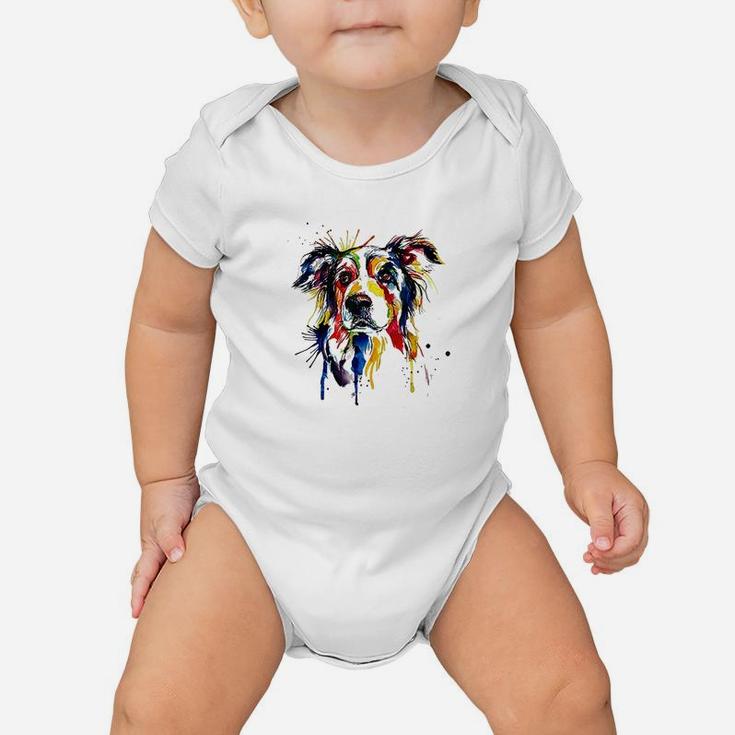 Colorful Border Collie Dog Lover Dad Mom Baby Onesie