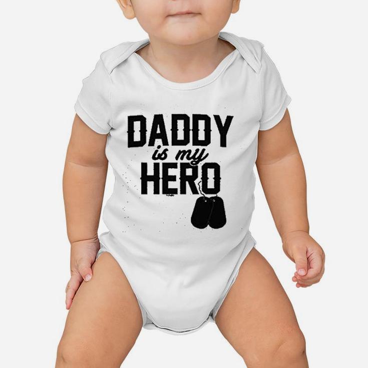 Daddy Is My Hero  Military Dog Tags Baby Onesie