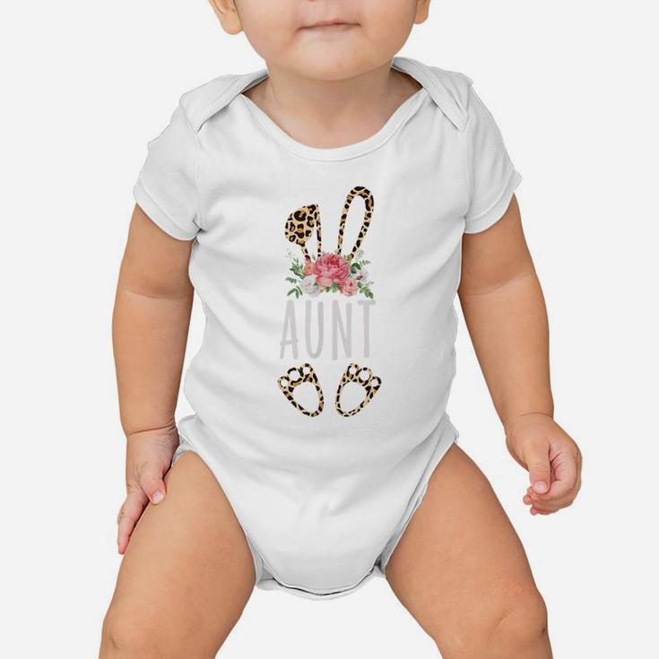 Floral Leopard Aunt Bunny Gift Happy Easter Mother's Day Baby Onesie