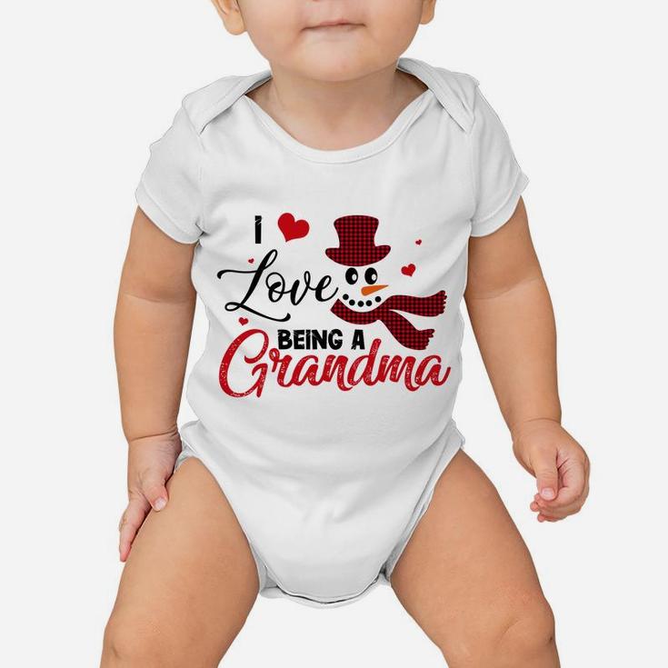 I Love Being A Grandma Snowman Plaid Red Family Christmas Sweatshirt Baby Onesie