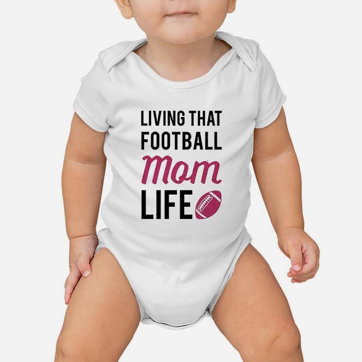 Living That Football Mom Life Athletic Gray Baby Onesie