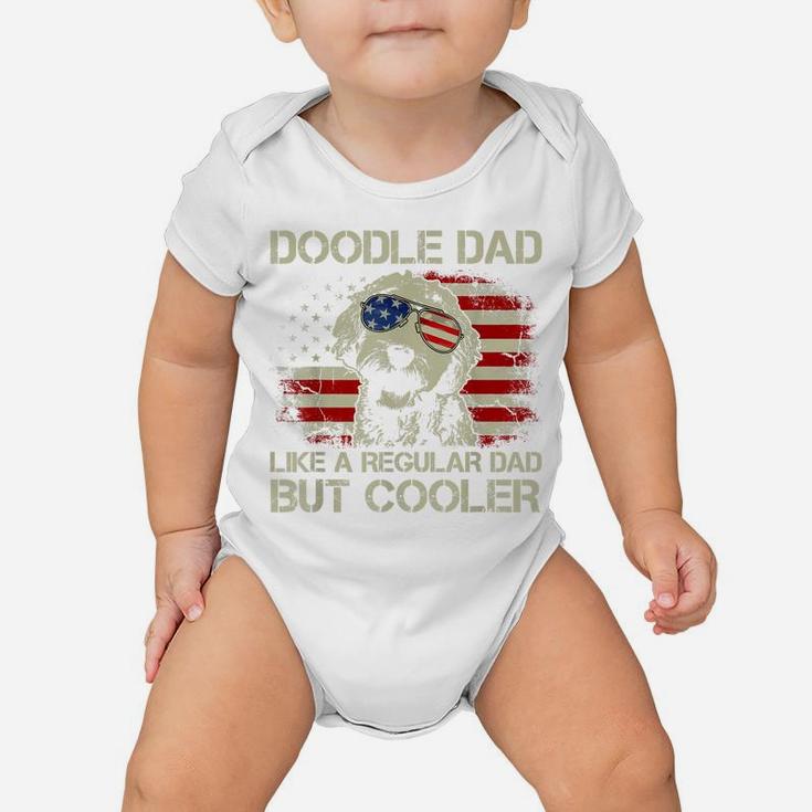 Mens Doodle Dad Goldendoodle Regular Dad But Cooler American Flag Baby Onesie