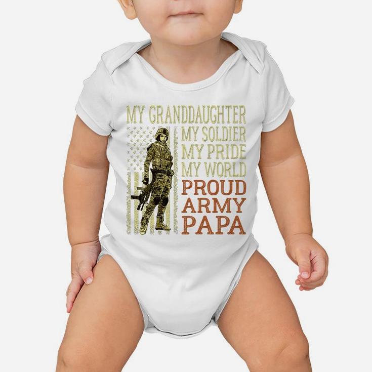 Mens My Granddaughter My Soldier Hero - Proud Army Papa | Grandpa Baby Onesie