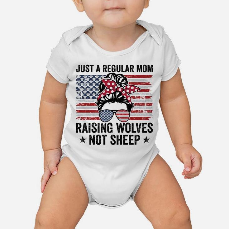 Messy Bun Just A Regular Mom Raising Wolves Not Sheep Women Baby Onesie