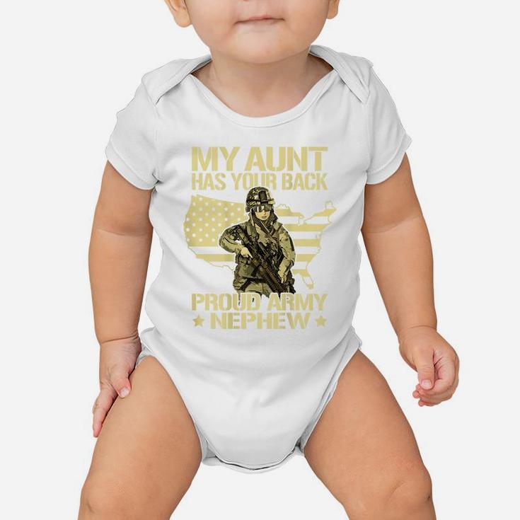 My Aunt Has Your Back Proud Army Nephew Military Family Gift Baby Onesie