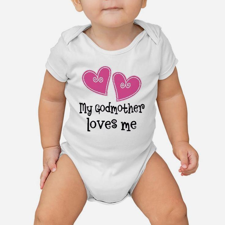 My Godmother Loves Me Hearts Baby Onesie