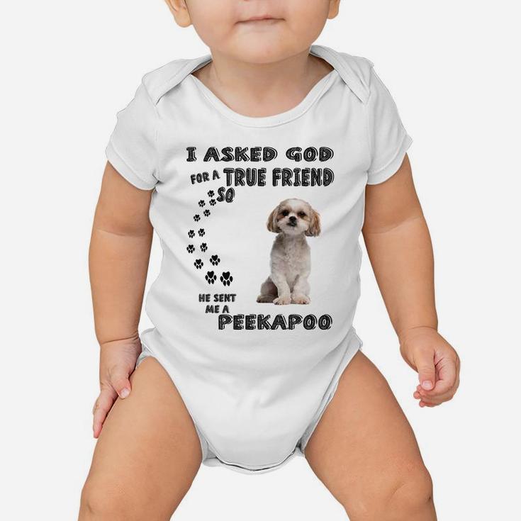 Peekapoo Saying Mom Dad Costume, Cute Poodle Pekingese Dog Baby Onesie