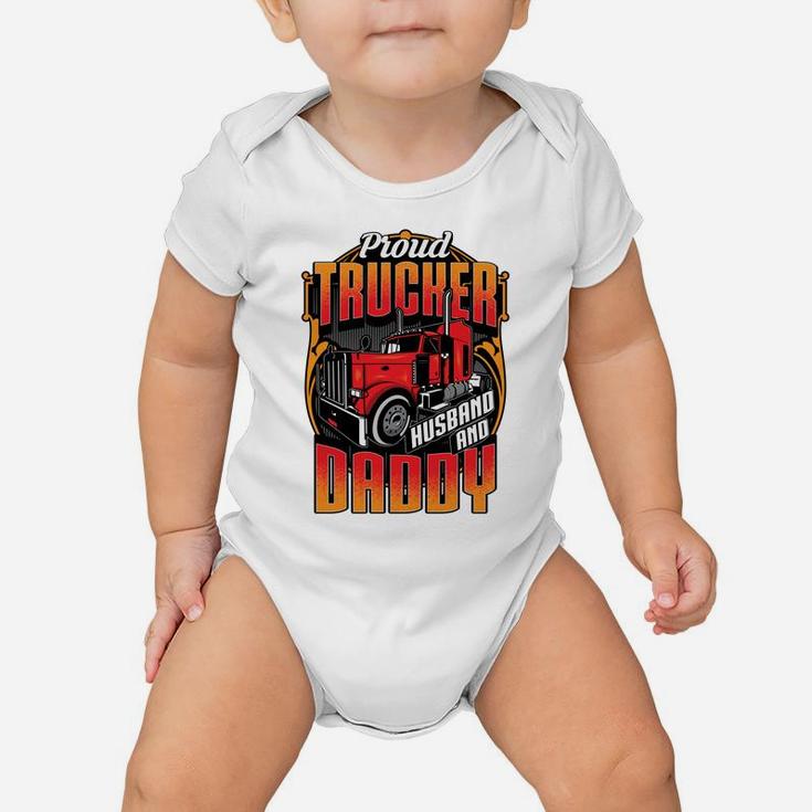 Proud Trucker Husband Daddy Graphic For Truck Drivers Gift Baby Onesie