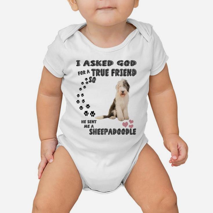Sheepadoodle Quote Mom Sheepdogpoo Dad, Cute Sheepdoodle Dog Baby Onesie
