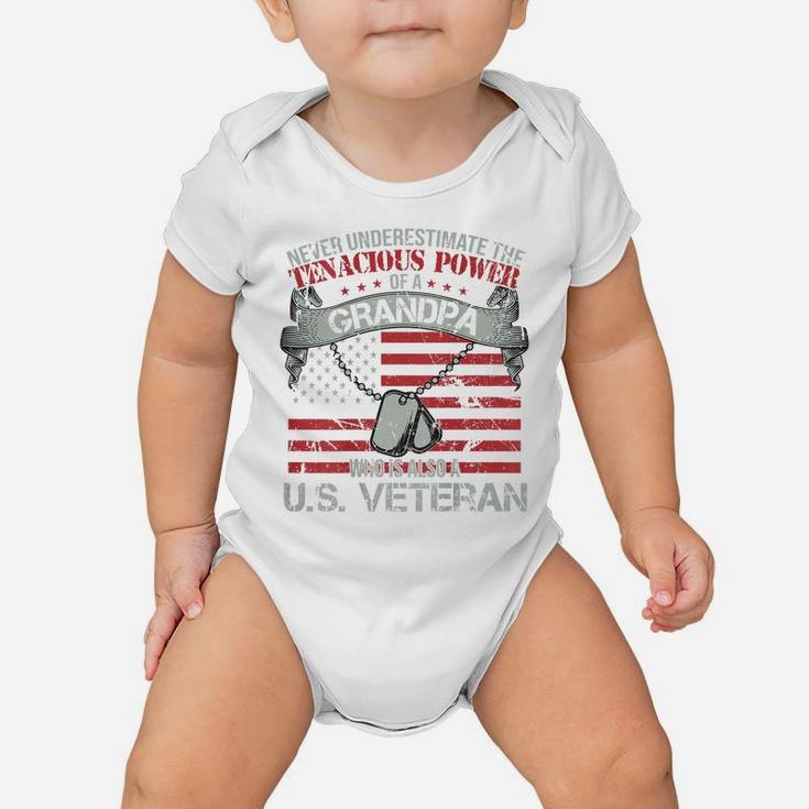 Us Veteran Shirt Never Underestimate Tenacious Power Grandpa Baby Onesie