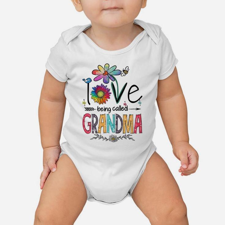 Womens I Love Being Called Grandma Daisy Flower Cute Mother's Day Baby Onesie