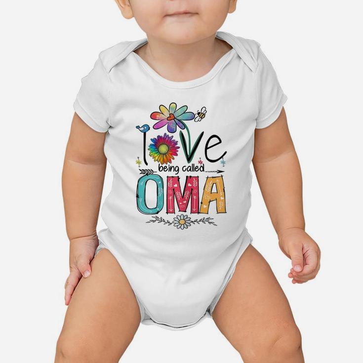 Womens I Love Being Called Oma Daisy Flower Cute Mother's Day Baby Onesie