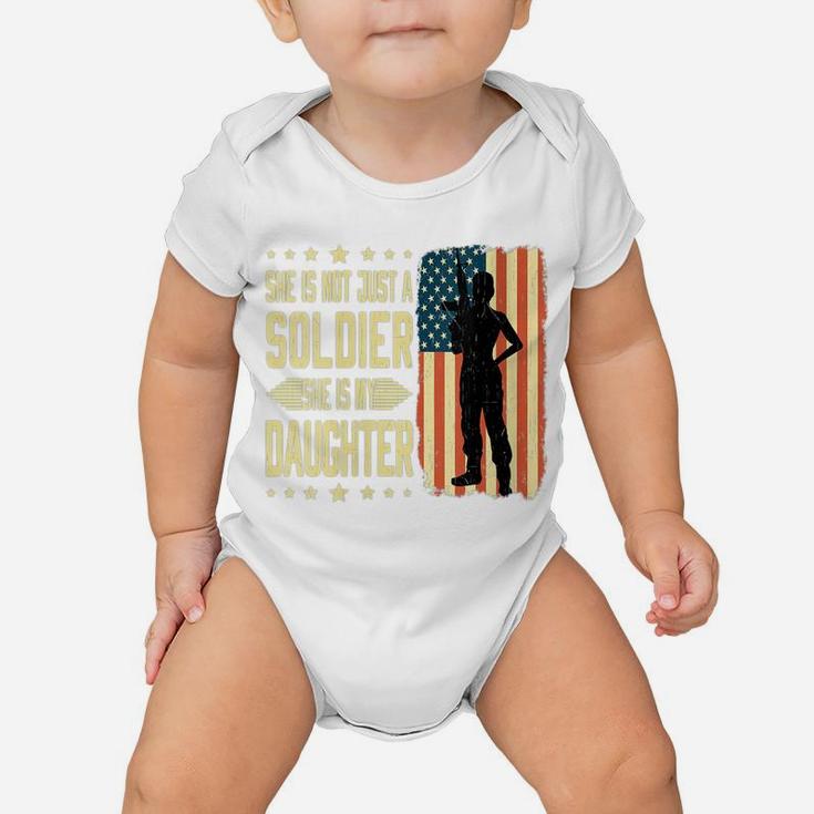 Womens My Daughter Is A Soldier Hero - Proud Army Mom Dad Military Baby Onesie