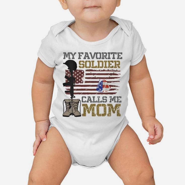 Womens My Favorite Soldier Calls Me Mom Proud Army Mom Baby Onesie
