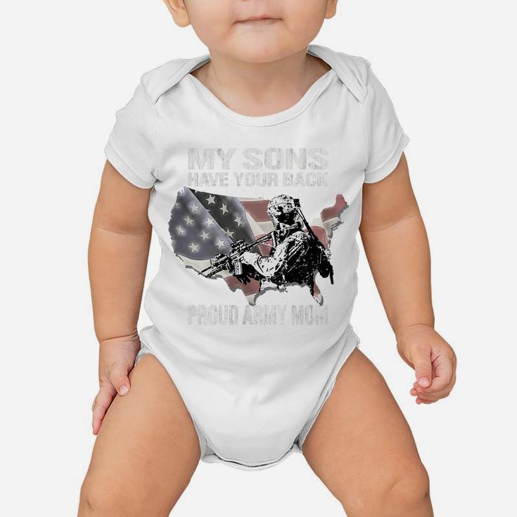 Womens My Sons Have Your Back - Proud Army Mom Military Mother Gift Baby Onesie
