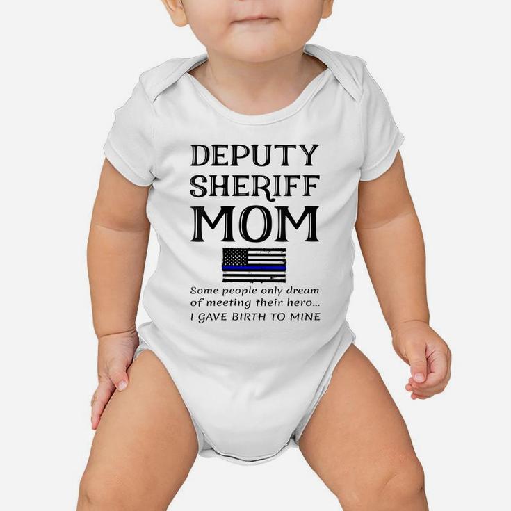 Womens Proud Deputy Sheriff Mom Mother Thin Blue Line American Flag Baby Onesie