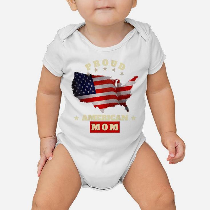 Womens Usa Flag Patriotic Proud American Mom - Matching Family Baby Onesie